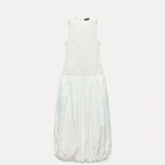 Zara Poplin Balloon Maxi Dress, Sz S - Picture 3 of 15